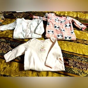 Lot of 3 Newborn Girls Size 0-3
Months Onesies/Sleepers/Sack
Gown. Mixed Brands